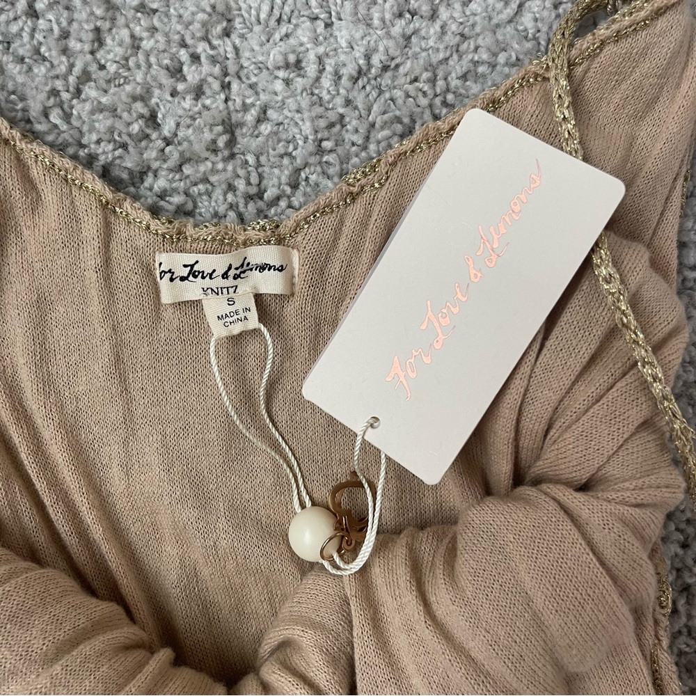For Love & Lemons Gold Metallic Knitz Mini Dress NWT - Picture 7 of 9